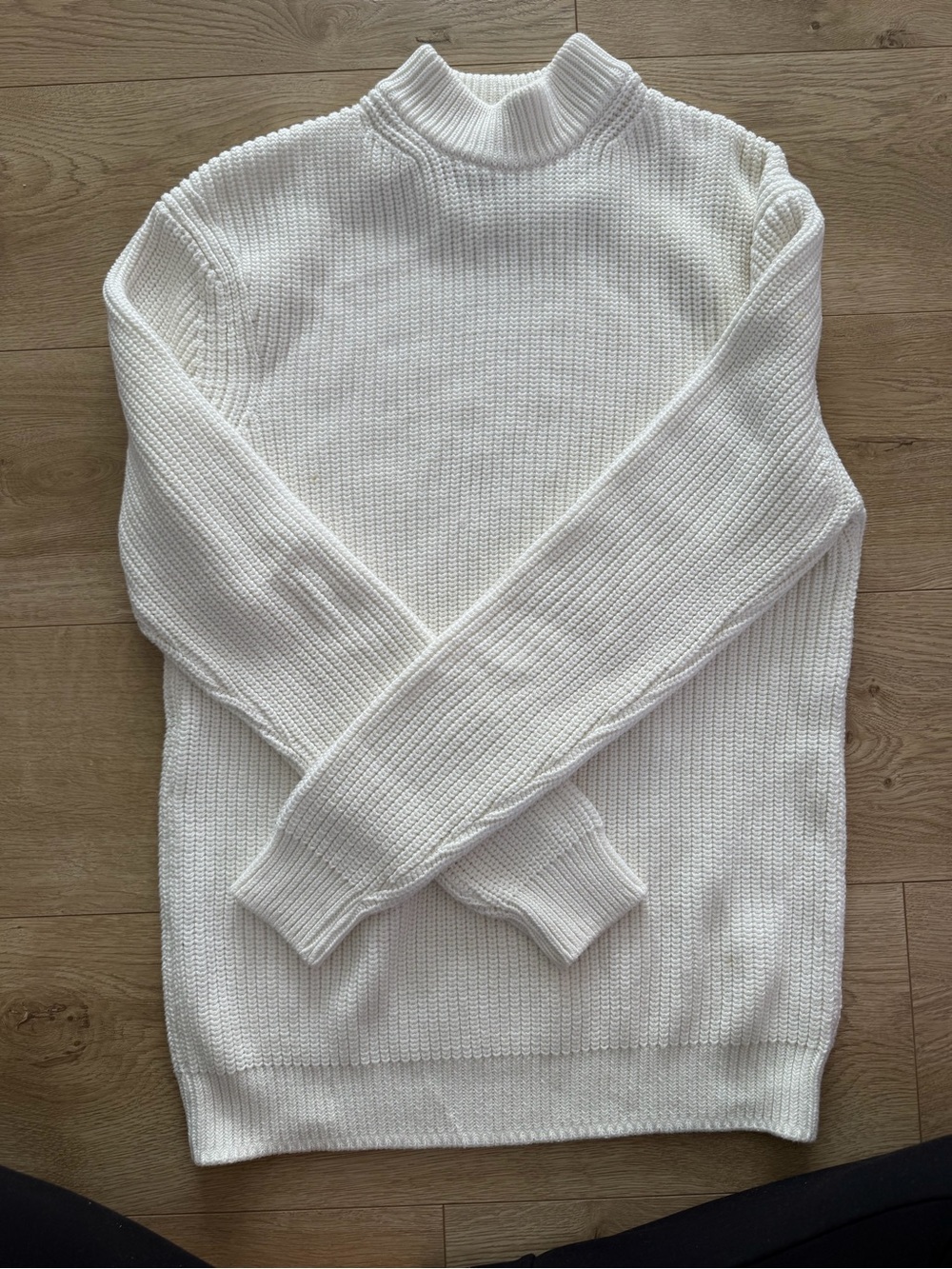 Zara White Ribbed Turtleneck Sweater